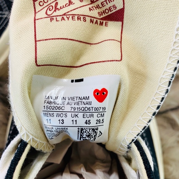 CONVERSE CHUCK 70 COMME DES GARÇONS PLAY BLACK-RED - Picture 5 of 8